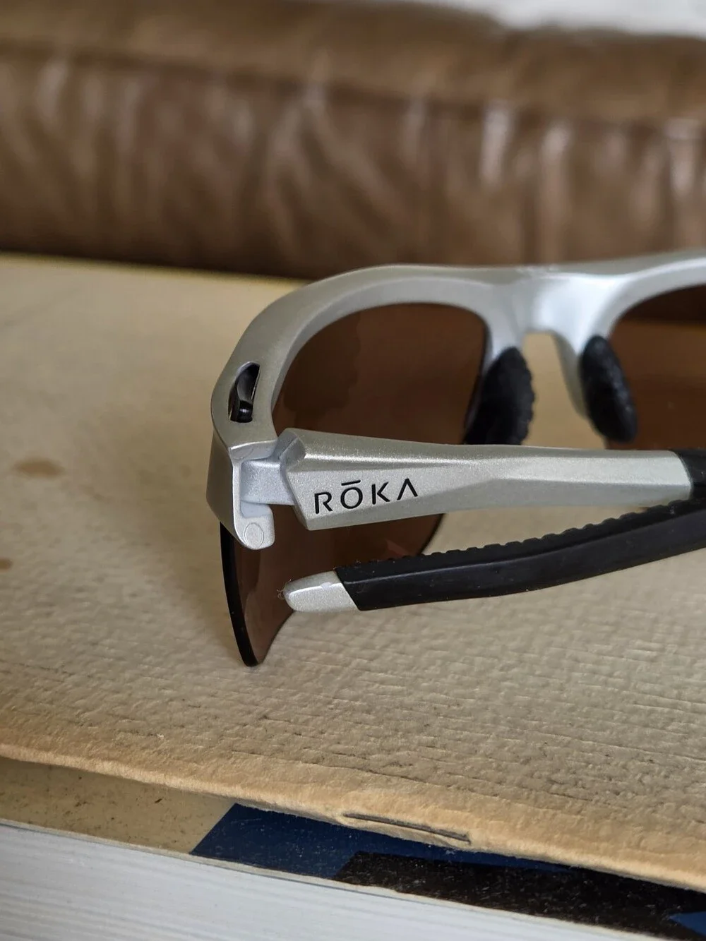 ROKA TL-1 Performance Sports Sunglasses with Matte Silver Frame Brown Lenses